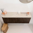 Mondiaz JOYA-DLUX 101.6cm meuble de salle de bains - arrondi gauche couleur Walnut - Vasque FAYE position Droite 1 trou de robinet couleur Frappe. SW1422315