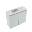 MONDIAZ TURE-DLUX Meuble toilette - 60cm - Greey - EDEN - vasque Glace - position gauche - sans trou de robinet SW1103281