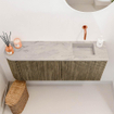 Mondiaz JOYA-DLUX 101.6cm meuble de salle de bains - arrondi gauche couleur Dusk - Vasque FAYE position Droite Sans trou de robinet couleur Glace. SW1423174