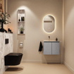MONDIAZ TURE-DLUX Meuble toilette - 60cm - Plata - EDEN - vasque Glace - position gauche - sans trou de robinet SW1103441