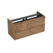 Forzalaqua Reno 2.0 wastafelonderkast 120x51x60cm met 4 softclose greeploze lades Massief Eiken Castle Brown SW492370