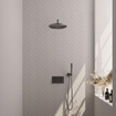 Brauer Gunmetal Edition douche thermostatique à effet pluie avec bouton poussoir 52 30cm pommeau de douche bras mural courbe barre de douche à main flexible de douche raccord mural coude gunmetal pvd brossé SW925715