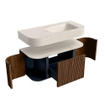 MONDIAZ THOR-DLUX 100cm meuble de salle de bains arrondi gauche + droite couleur Walnut avec 1 tiroir et 2 portes. Vasque suspendue CLOUD Droite 1 trou de robinet couleur Meli. SW1467479