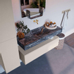 Mondiaz ALAN-DLUX Ensemble de meuble - 120cm - meuble Linen mat - 1 tiroir - Lavabo Cloud Lava suspendu - vasque Centre - 0 trous de robinet SW808243