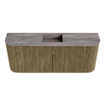 Mondiaz JOYA-DLUX 103.2cm meuble de salle de bains - arrondi gauche et droite couleur Dusk - Vasque FAYE position Milieu Sans trou de robinet couleur Oza SW1426029