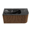 MONDIAZ KURVE-DLUX 95cm Meuble salle de bain avec module 25 D - couleur Walnut - 1 tiroir - 1 porte - vasque BIG SMALL gauche - 1 trou de robinet - couleur Lava SW1137221