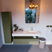 Mondiaz ALAN-DLUX Ensemble de meuble - 130cm - meuble Army mat - 1 tiroir - Lavabo Cloud Ostra suspendu - vasque Droite - 1 trou de robinet SW807277