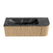 MONDIAZ KURVE-DLUX 135cm Meuble salle de bain avec module 25 D - couleur Oak - 1 tiroir - 1 porte - vasque BIG MEDIUM gauche - 1 trou de robinet - couleur Lava SW1137171