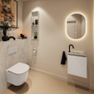 MONDIAZ TURE-DLUX Meuble toilette - 40cm - Linen - EDEN - vasque Opalo - position droite - 1 trou de robinet SW1104441