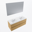 Mondiaz VICA ensemble de meuble de salle de bain - 120cm - meuble sous-vasque oro - 4 tiroirs - lavabo denia double - 2 trous de robinet - couleur Blanc Brillant - miroir LED - version XL 60cm de haut SW1091958