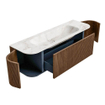 MONDIAZ KURVE-DLUX 150cm Meuble salle de bain avec module 25 G et D - couleur Walnut - 1 tiroir - 2 portes - vasque BIG MEDIUM centre - 1 trou de robinet - couleur Frappe SW1137423