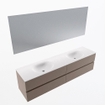 Mondiaz Vica ensemble de meuble de salle de bain - 190cm - meuble sous-vasque fumée - 4 tiroirs - lavabo lune double - sans trous de robinet - couleur talc - miroir LED - version XL 60cm de haut SW1091617