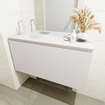 Mondiaz OLAN Meuble lave-mains 100x30x40cm 1 trou de robinet 1 tiroir Linen mat avec lavabo LEX Gauche Solid Surface Blanc SW473404