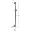 Hotbath Barre de douche coulissante - 90cm - entrée d'eau intégrée - rond - ABS - nickel brossé (inox) SW15804
