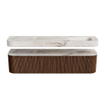 MONDIAZ THOR-DLUX 190cm badmeubel ronding links + rechts kleur Walnut met 2 lades en 2 deuren. Vrijhangende wastafel CLOUD Rechts zonder kraangat kleur Frappe. SW1466419