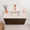 Mondiaz JOYA-DLUX 60cm meuble de toilette - couleur Walnut - Vasque FAYE position Milieu Sans trou de robinet couleur Nata. SW1424476