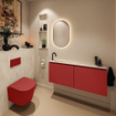 MONDIAZ TURE-DLUX Meuble de toilettes 120 cm Fire. EDEN lavabo Ostra position gauche. Avec 1 trou de robinet. SW1104864