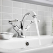 Crosswater Belgravia Robinet de lavabo - poignées blanches - tirette de vidage - chrome SW24291