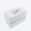 Mondiaz VICA Ensemble de meuble de salle de bain - 80cm - meuble sous-vasque argile - 2 tiroirs - lavabo denia milieu - 1 trou de robinet - version haute de 60cm - blanc brillant SW1080241