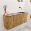 Mondiaz JOYA-DLUX 91.6cm toiletmeubel - ronding links kleur Oak - Wastafel FAYE positie Rechts Zonder kraangat kleur Oza. SW1424130