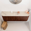 Mondiaz JOYA-DLUX 113.2cm toiletmeubel - ronding links en rechts kleur Ruby - Wastafel FAYE positie Midden 1 kraangat kleur Frappe. SW1423509