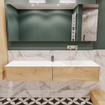 ENSEMBLE DE MEUBLE MONDIAZ LUSH - 180 cm - 2 tiroirs - lavabo cloud - lavabo à droite - 0 trous de robinet - chêne blanchi SW409453