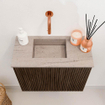 Mondiaz JOYA-DLUX Meuble de toilette 50cm - couleur Walnut - Lavabo FAYE position Gauche Sans trou de robinet couleur Saba SW1424623