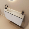 MONDIAZ TURE-DLUX Meuble toilette - 80cm - Linen - EDEN - vasque Ostra - position gauche - 1 trou de robinet SW1104944