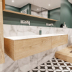 MONDIAZ LUSH Ensemble de meuble salle de bain - 180cm - 2 tiroirs - lavabo cloud - 2 lavabos - 0 trous de robinet - chêne blanchi SW409408