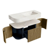 MONDIAZ THOR-DLUX 100cm meuble de salle de bains arrondi gauche + droite couleur Dusk avec 1 tiroir et 2 portes. Vasque suspendue CLOUD Droite 1 trou de robinet couleur Ostra. SW1467408