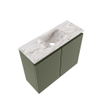 MONDIAZ TURE-DLUX Meuble toilette - 60cm - Army - EDEN - vasque Glace - position centrale - 1 trou de robinet SW1103149