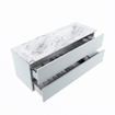 MONDIAZ VICA-DLUX Ensemble de meuble de salle de bains - 130cm - meuble bas clay - 2 tiroirs - lavabo encastré cloud double - 2 trous de robinet - version haute 60cm - glace SW1088188