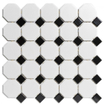 La Mosaic Factory Paris carreau mosaïque - 29,5x29,5cm - carrelage mural et de sol - Octogonal - Porcelaine Blanc et Noir mat/brillant SW75349