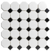 The Mosaic Factory Paris mozaïektegel - 29.5x29.5cm - wand en vloertegel - Achthoek - Porselein White and Black mat/glans SW75349
