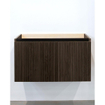 Adema Holz Ensemble de meuble - 120cm - 2 vasques en céramique Blanc - 2 trous de robinet - 1 tiroir - avec armoire de toilette - Toffee (marron) SW857552