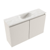 MONDIAZ TURE-DLUX Meuble toilette - 80cm - Linen - EDEN - vasque Ostra - position centrale - sans trou de robinet SW1104916