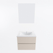 Mondiaz VICA ensemble de meuble de salle de bain - 60cm - meuble sous-vasque lin - 2 tiroirs - lavabo denia milieu - 1 trou de robinet - couleur Blanc Brillant - miroir LED - version XL 60cm de haut SW1091998