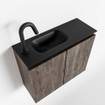 MONDIAZ TURE Kit lave-mains - 60x23x50cm - 1 trou de robinet - 2 portes - marron foncé mat - Lavabo à gauche - Solid Surface Noir SW475529