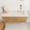 Mondiaz JOYA-DLUX 80cm toiletmeubel - kleur Oak - Wastafel FAYE positie Rechts Zonder kraangat kleur Ostra. SW1422234