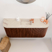 Mondiaz JOYA-DLUX Meuble de salle de bains 93,2cm - arrondis gauche et droite couleur Ruby - Vasque FAYE position Milieu 1 trou de robinet couleur Frappe SW1423501