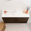 Mondiaz JOYA 80cm toiletmeubel - kleur Walnut - Wastafel FAYE positie Links 1 kraangat kleur Talc. SW1421262