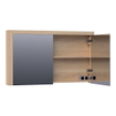 Saniclass Massief eiken Spiegelkast - 120x70x15cm - 2 links/rechtsdraaiende spiegeldeuren - Hout Smoked oak SW223493