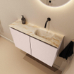 MONDIAZ TURE-DLUX Meuble de toilettes 80cm Rosee. Lavabo EDEN Frappe position droite. Sans trou de robinet. SW1102966