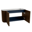 Mondiaz JOYA-DLUX 81.6cm toiletmeubel - ronding links kleur Walnut - Wastafel FAYE positie Rechts 1 kraangat kleur Glace. SW1422383