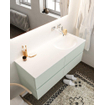 Mondiaz VICA ensemble de meuble de salle de bain - 120cm - meuble sous-vasque greey - 4 tiroirs - lavabo moon droite - sans trou de robinet XL version 60cm haut SW1090922