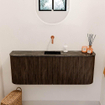 Mondiaz JOYA-DLUX Meuble de toilette 113,2cm - arrondis gauche et droite couleur Noyer - Vasque FAYE position Milieu Sans trou de robinet couleur Lava SW1422506
