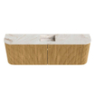 Mondiaz JOYA-DLUX 123.2cm toiletmeubel - ronding links en rechts kleur Oak - Wastafel FAYE positie Midden 1 kraangat kleur Frappe. SW1421966