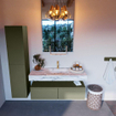 Mondiaz ALAN-DLUX Ensemble de meuble - 120cm - meuble Army mat - 2 tiroirs - Lavabo Cloud Glace suspendu - vasque Centre - 1 trou de robinet SW805992