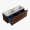 Mondiaz CIRO-DLUX Ensemble de meubles de salle de bains - 140x45x50cm - Vasque solid surface Frappe - 2 lavabos double - 2 trous de robinet - 4 tiroirs - Ruby SW1531316