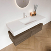 MONDIAZ ALAN Ensemble meuble de salle de bains - 120cm - meuble bas Mocha - 2 tiroirs - Vasque suspendue CLOUD - centre - 1 trou de robinet - Talc SW1194651